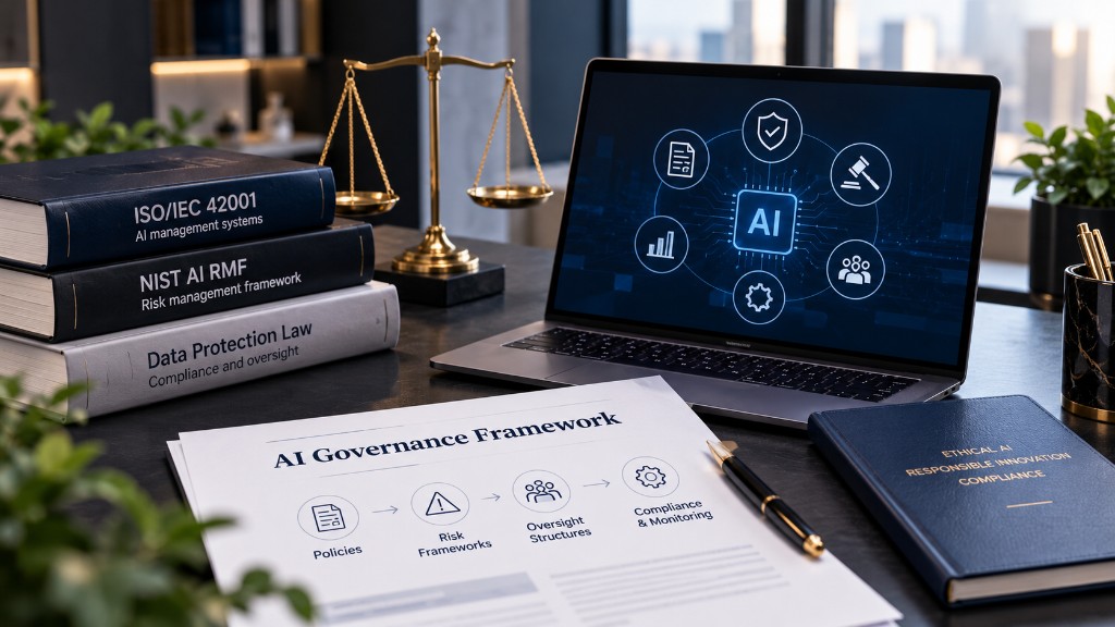 AI governance and compliance workspace with standards and frameworks